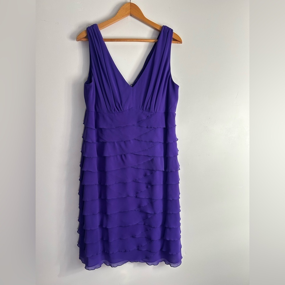 Jones New York Midi Dress Plus 16 Ruffle Purple Sleeveless Layered  Shift